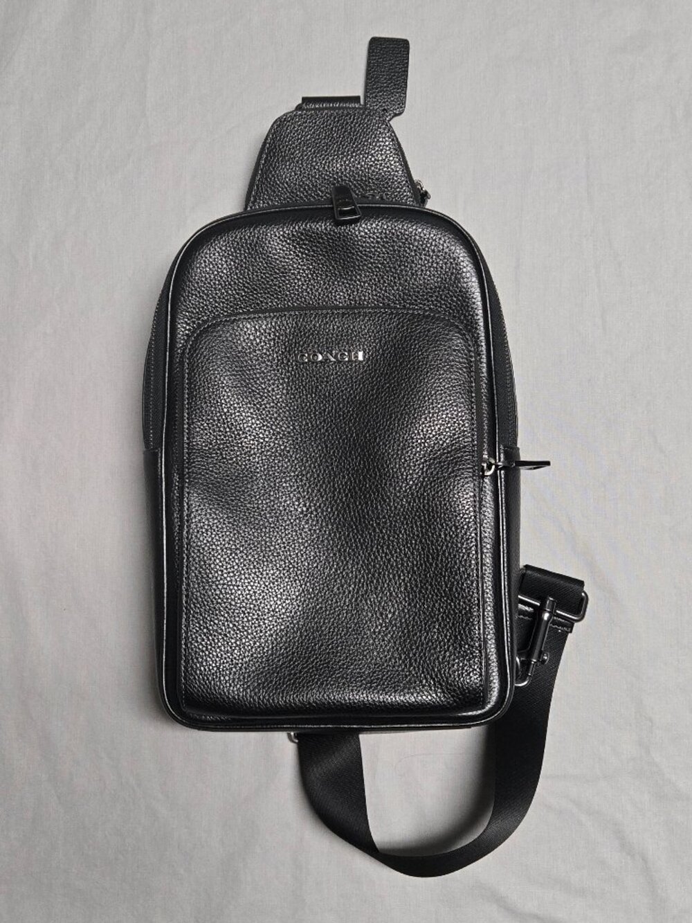 Coach Ethan Pack Sling Bag Black Leather